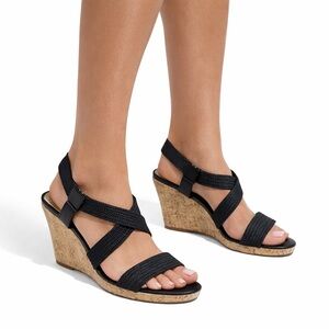 Steve Madden black Elika cork wedge sandals women’s 9
